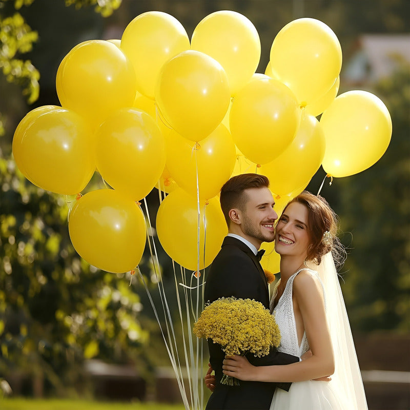 Set X50 Globos Cotillon Fiesta Globos De Cumpleaños 25cm Amarillo Globos De Cumpleaños