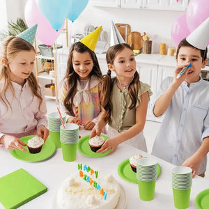 Set Cumpleaños Servilletas Vaso Plato Desechable Verde 20p/p Verde
