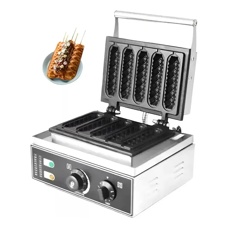 Wafleras Con Formas Hot Dog Maker Maquina Para Waffles 1550w Máquina Comercial Antiadherente Para Banderines Máquina Para Hacer Waffles De Corn Dogs Plancha De Gofres Para Cafetería Pasteleriuscl