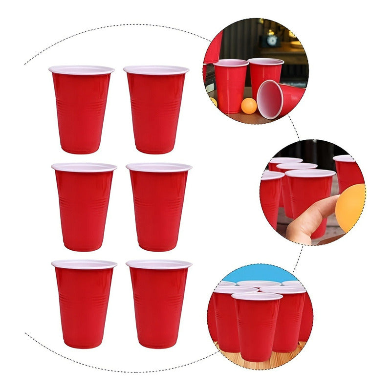 50 Vasos Plasticos Vaso Desechable Grande Bicolor 16oz 473ml Rojo 473 Ml