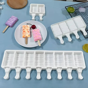 X2 Moldes De Silicona Para Helados Molde Paletas Helado 446 Juego De Moldes Grandes Para Paletas De Silicona Molde De... Blanco