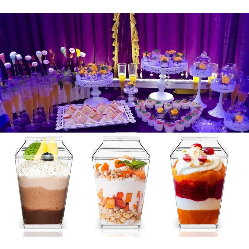10 Vasos Para Postres Set De Vasos Shot Postres C/tapa 110ml Transparente
