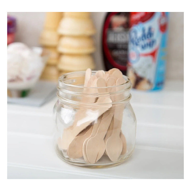 X100 Cucharas Postres Cucharas Desechables Cucharas Helado Madera Desechable