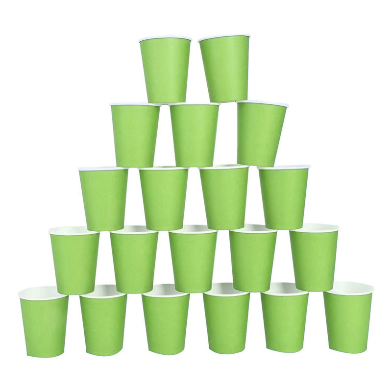 Pack X10 Vasos Desechables Vasos De Cumpleaños Verde 250ml Verde Manzana 1651