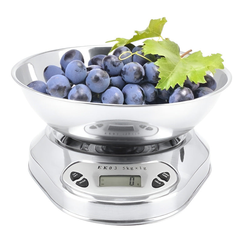 Pesa Gramera Pesa Digital Cocina Balanza Cocina 5kg/0.1g 5 G Gris / Balanza Redonda 5kgs