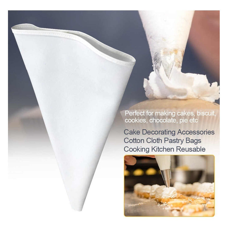 Pack X3 Manga Pastelera Profesional Tela Mangas De Tela 40cm Blanco