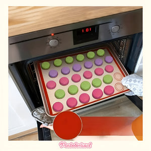 Lamina De Silicona Horno Silpat Silicona Tapete 30 Macarrons - Rojo Con Beige