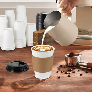 Vaso Cafe Kraft Vasos Polipapel Vaso C/tapa+manga 200und 8oz Color Blanco Vaso Desechable Termico Polipapel Vaso Con Tapa Kraft Foodtruck Vasos De Papel Para Bebidas Calientes Vaso Cafe Pasteleriuscl