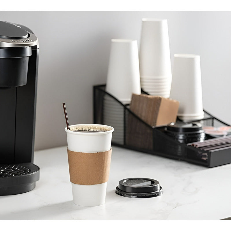 Vaso Cafe Polipapel Vasos Kraft Vaso C/tapa+manga 16oz 50und Blanco / Vaso 16oz