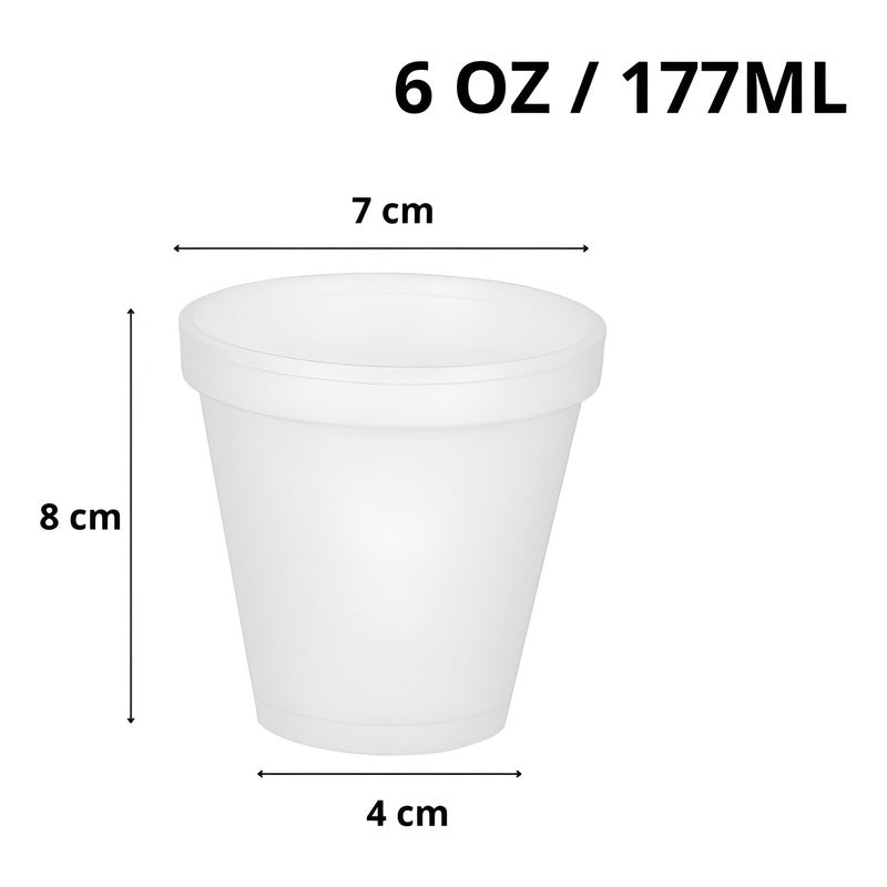 50 Vasos Desechables Vasos Plumavit Termico Vaso 6oz/177ml Blanco