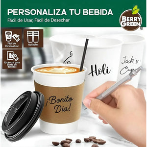 200 Vasos Para Cafe Vasos Polipapel C/tapa Manga 10oz 296ml Vasos Desechables Café Vasos Para Cafe Desechable Con Tapa Kraft Vaso Desechable Café Térmico Polipapel Blanco Pasteleriuscl