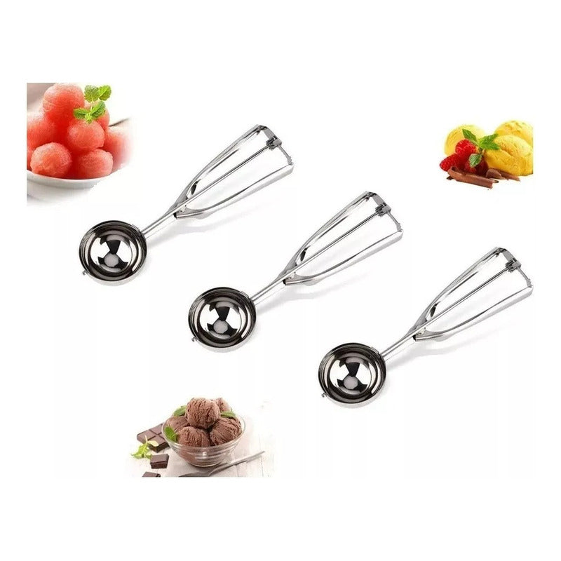 Pack X3 Cucharas Helado Cuchara Helado Cuchara De Helado 6cm Plateado