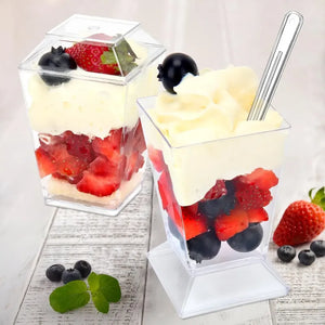 40 Vasos Para Postres Set De Vasos Shot Postres C/tapa 110ml Transparente