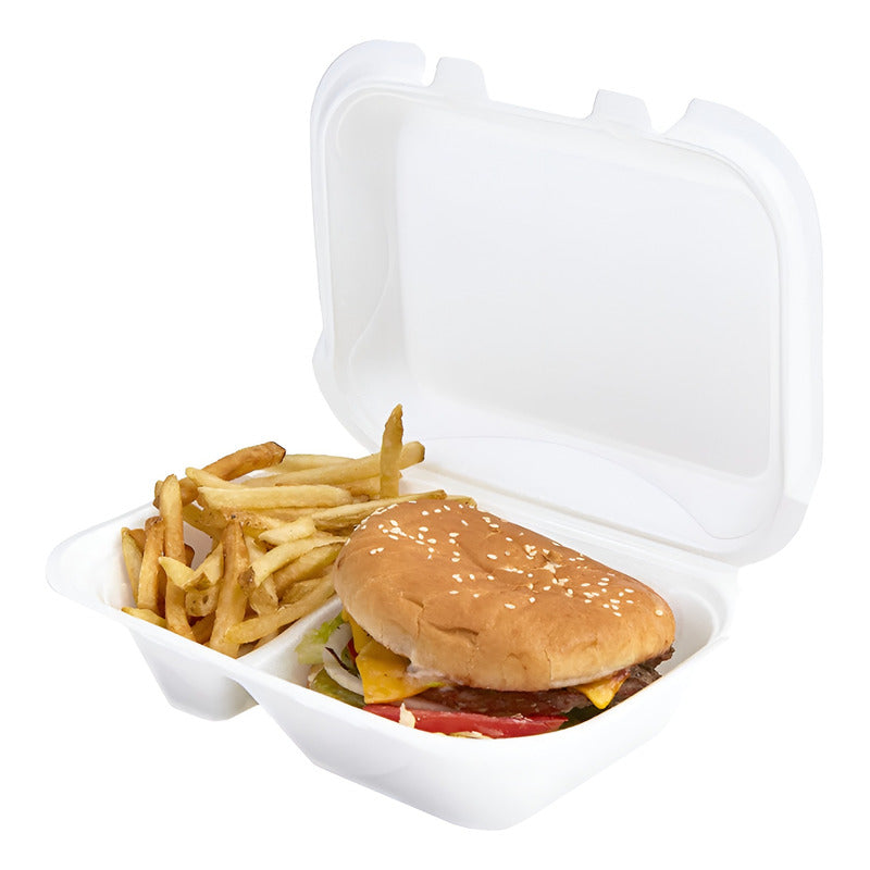 100 Bandeja Plumavit Bandejas Para Servir C/ Division 22cm - Blanco/ Envase Plumavit Con Division 296