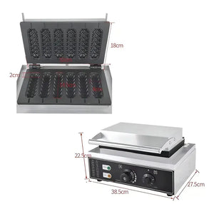 Wafleras Con Formas Hot Dog Maker Maquina Para Waffles 1550w Máquina Comercial Antiadherente Para Banderines Máquina... Plateado