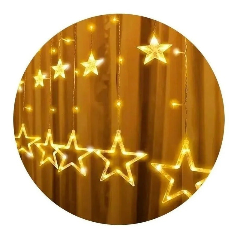 2 Luces Navideñas Cascadas Estrella Luces Cascadas Calida 3m Amarillo 3014