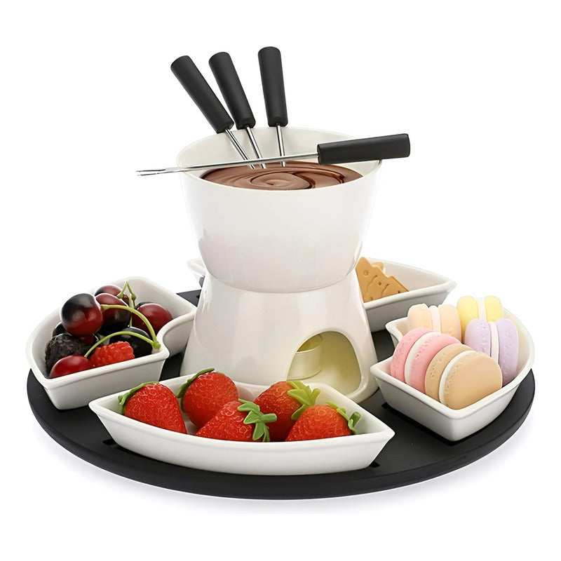 Fondue Chocolate Juego De Fondue Ceramica Fondue Queso 11pcs Negro