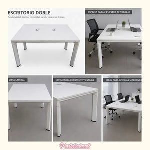 Escritorio Ejecutivo Mueble Oficina 2 Personas 2.40x1.20cm Blanco