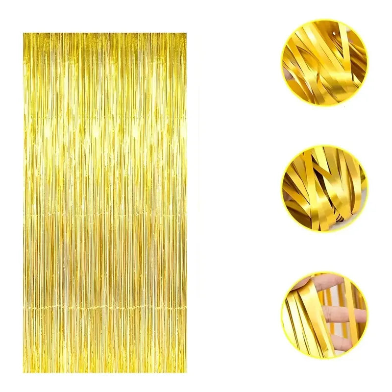Guirnalda Cortina Metálicas Cortina De Cumpleaños Decoracion Color Dorado 101064