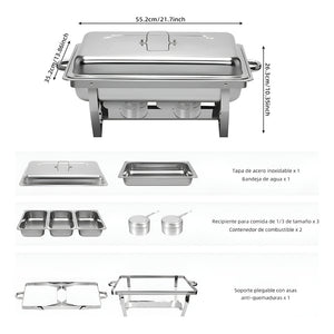 Chafer Bufetera Chafing Buffet Vapor 3 Depositos Chafers 3l