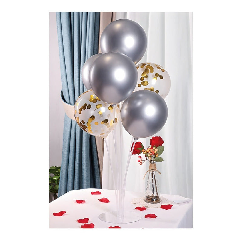 Pack 7 Globos Globos Cumpleaños Globos Redondo Globo 0066 Gris/transparente 0066