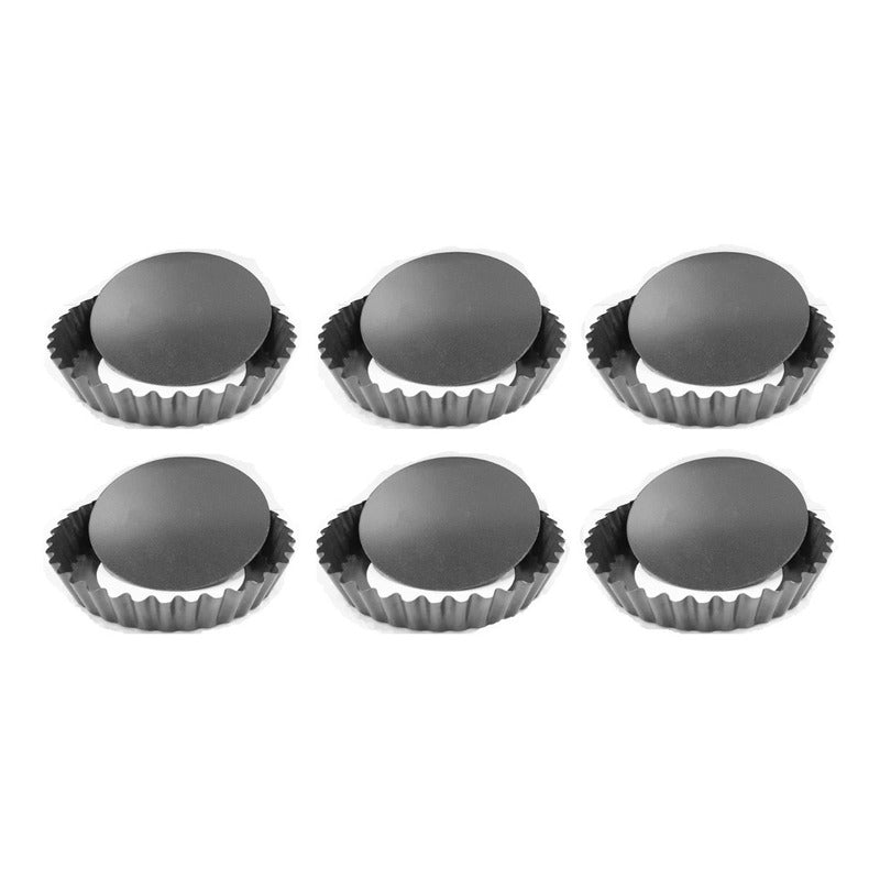 Pack X6 Moldes Tartaleta Desmontable Tarta Individual 13,5cm Gris