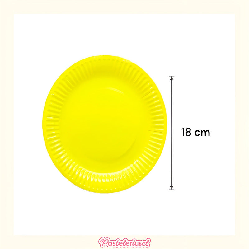10 Platos Cumpleaños Platos De Papel Platos Desechables 18cm Amarillo