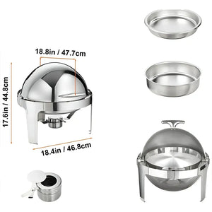 Chafing Dish Chafer Bufetera Buffet Vapor Chafer Redondo 5l Plateado