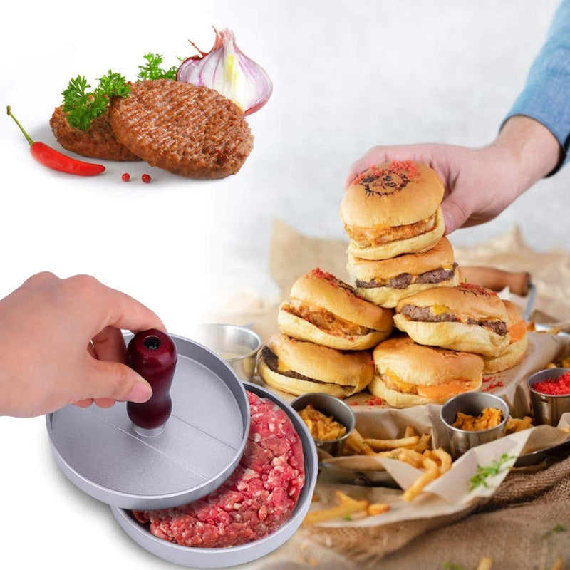 Prensa Para Hamburguesas Molde Hamburguesa Aluminio Parrilla Gris