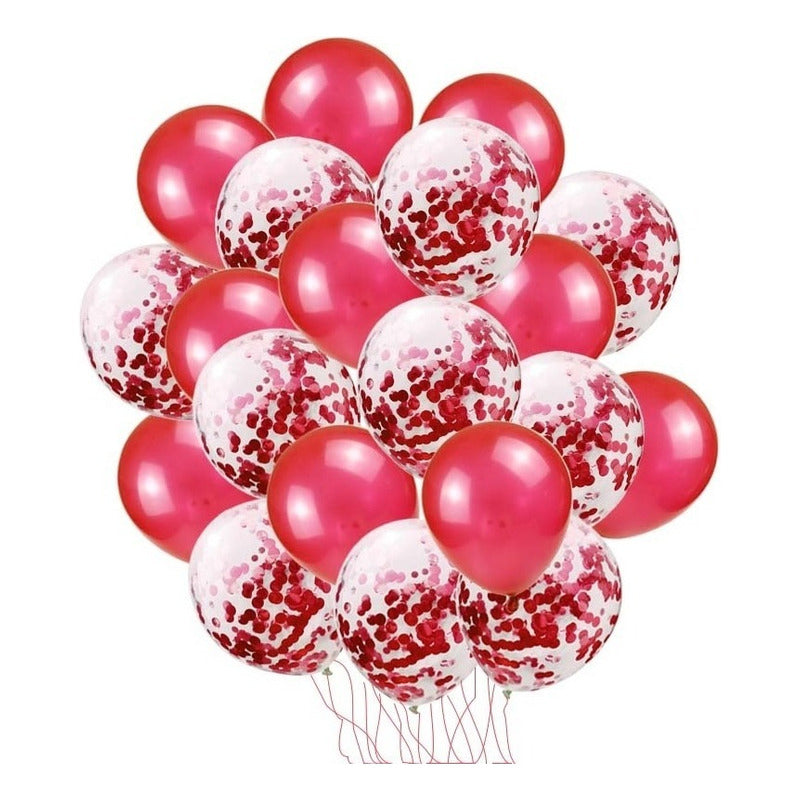 Pack 25 Set De Cumpleaños Globos Cumpleaños Globo Metalizado Rojo Redondo