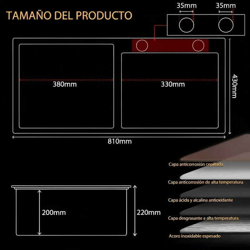 Lavaplatos Empotrado Lavaplato Multifuncional Con Detalles