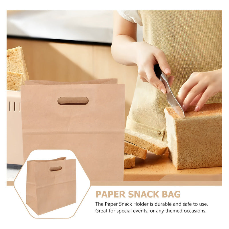 50 Bolsas Papel Bolsas Papel Kraft Bolsa Con Manilla 35x32cm - Marrón Claro / Bolsas Kraft 35x32cm - Bolsa