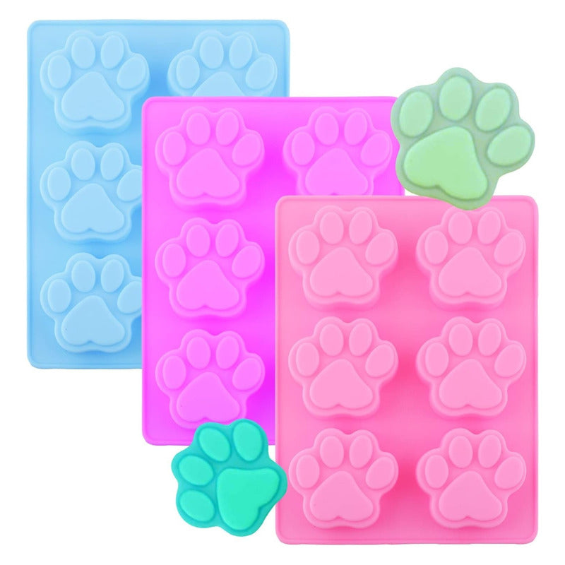 3 Molde Silicona Huella Moldes De Silicona Mascota Pata 6cav Multicolor