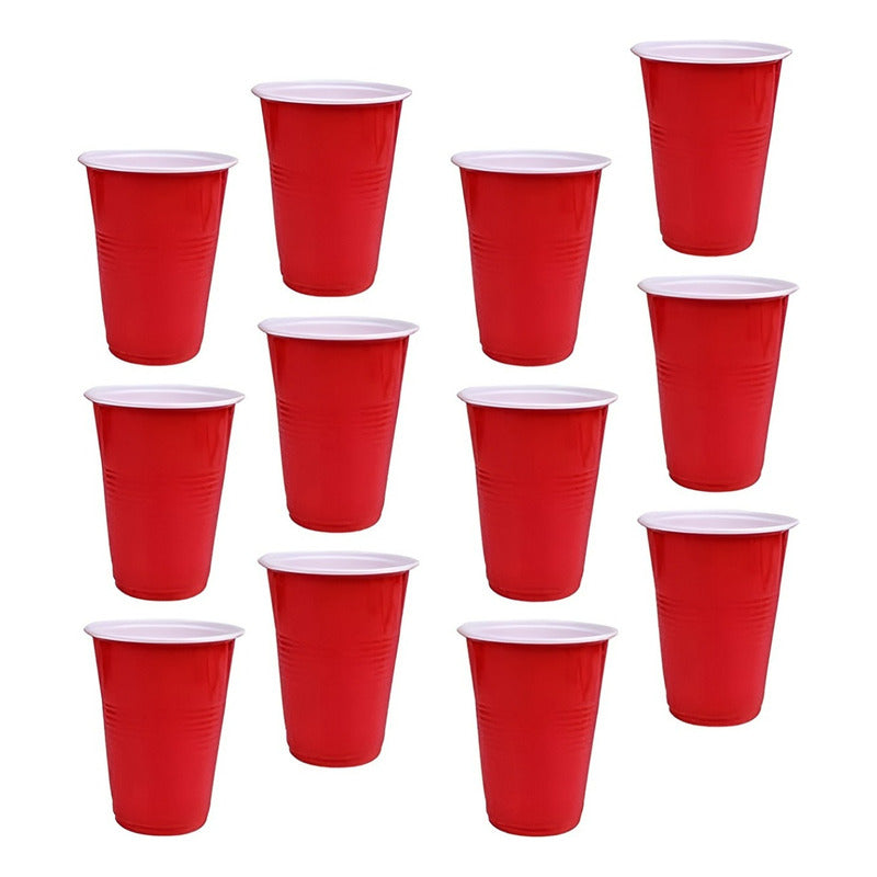 25 Vasos Plasticos Vaso Desechable Grande Bicolor 16oz 473ml Rojo 473 Ml