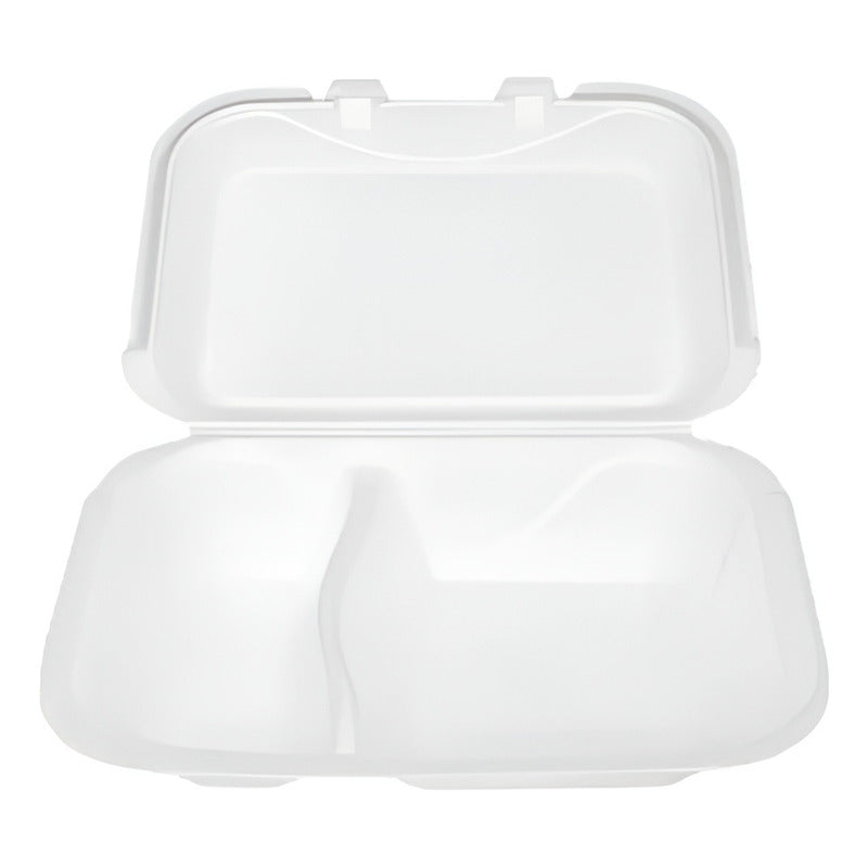 25 Bandeja Plumavit Bandeja Rectangular C/ Division Bandejas Blanco/ Envase Plumavit Con Division 296