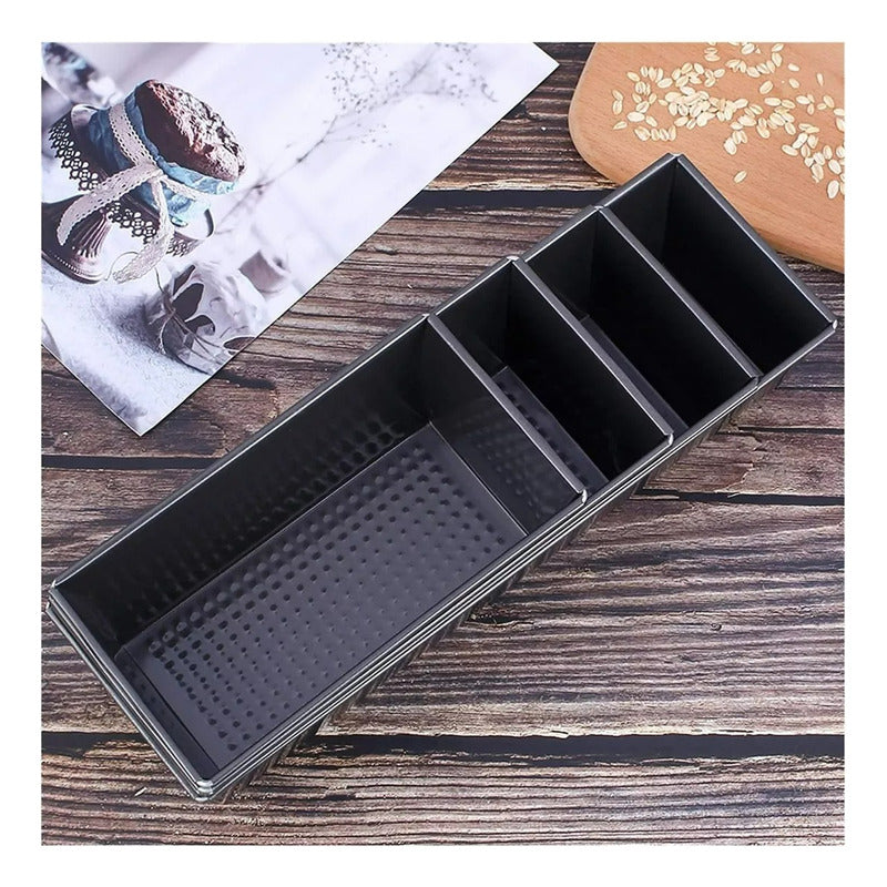 4 Molde Pan Molde Para Pan De Molde Rectangular Queque 30cm  Gris