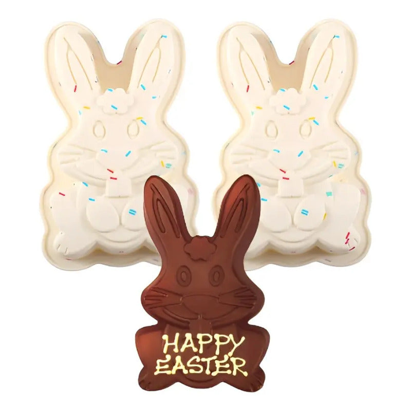 Set 2 Molde Conejo De Pascua Molde Silicona Molde Chocolate  Multicolor