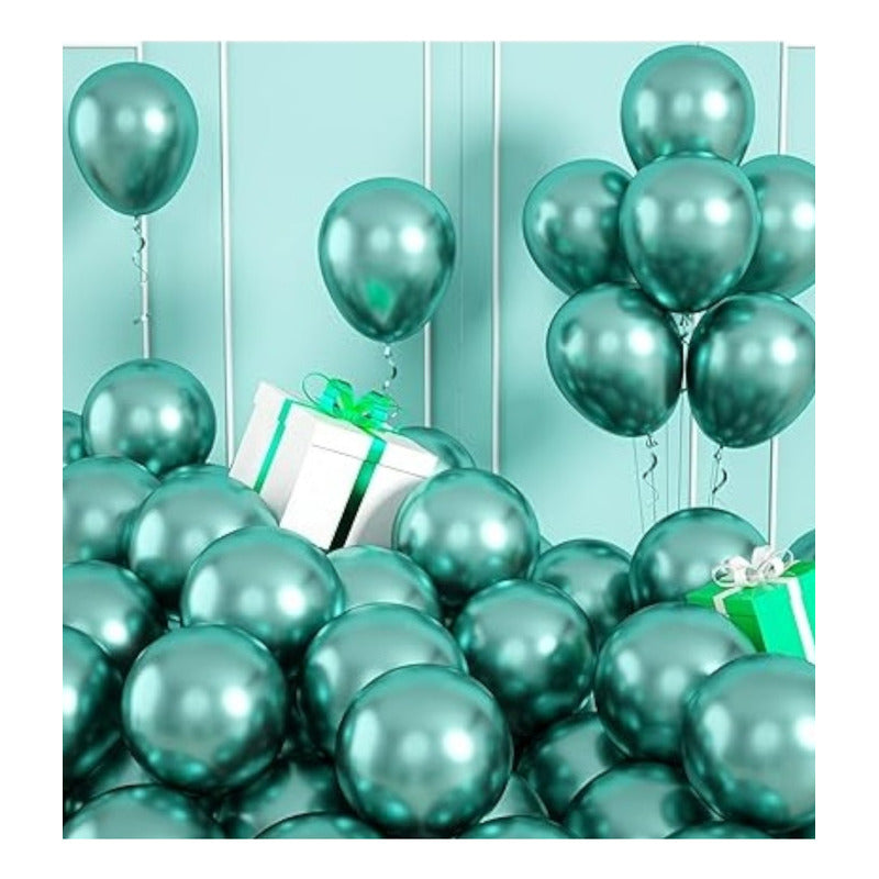 25 Set De Cumpleaños Globos Cromados Globos Cumpleaños 25cm Verde Oscuro Redondo
