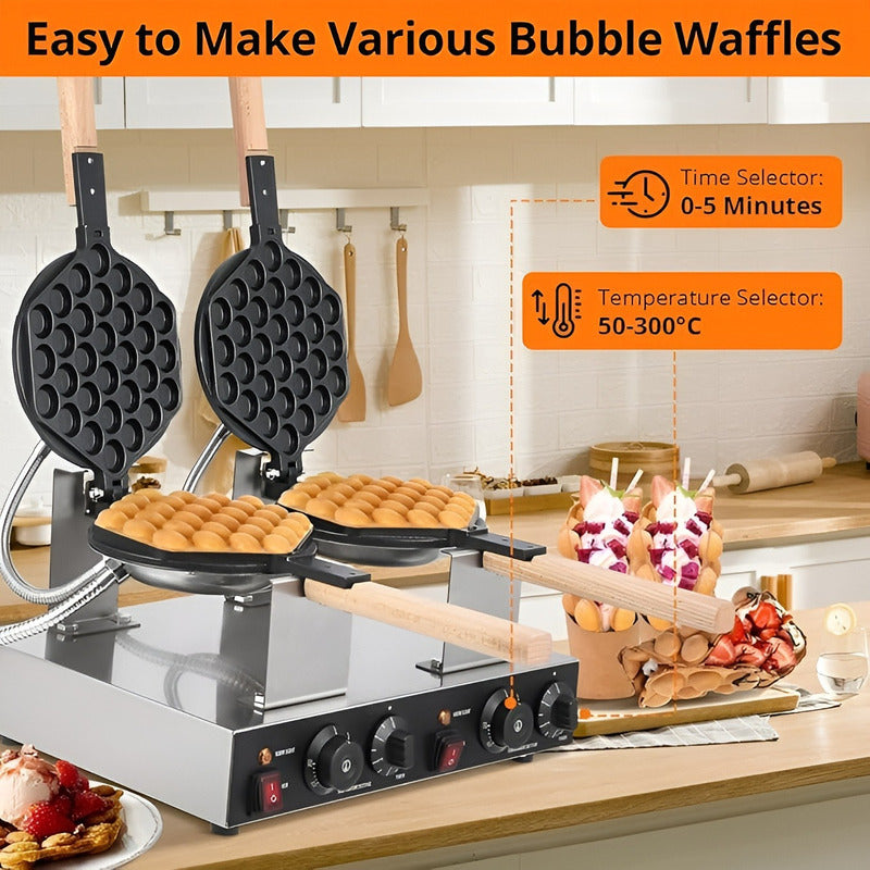 Waflera Doble Wuafleras Wafleras Con Formas Waffles Burbuja Gris / Wafflera Doble Burbuja