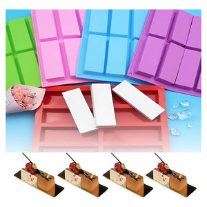 4 Moldes Para Chocolate Molde Silicona Reposteria Barra 8cav Multicolor