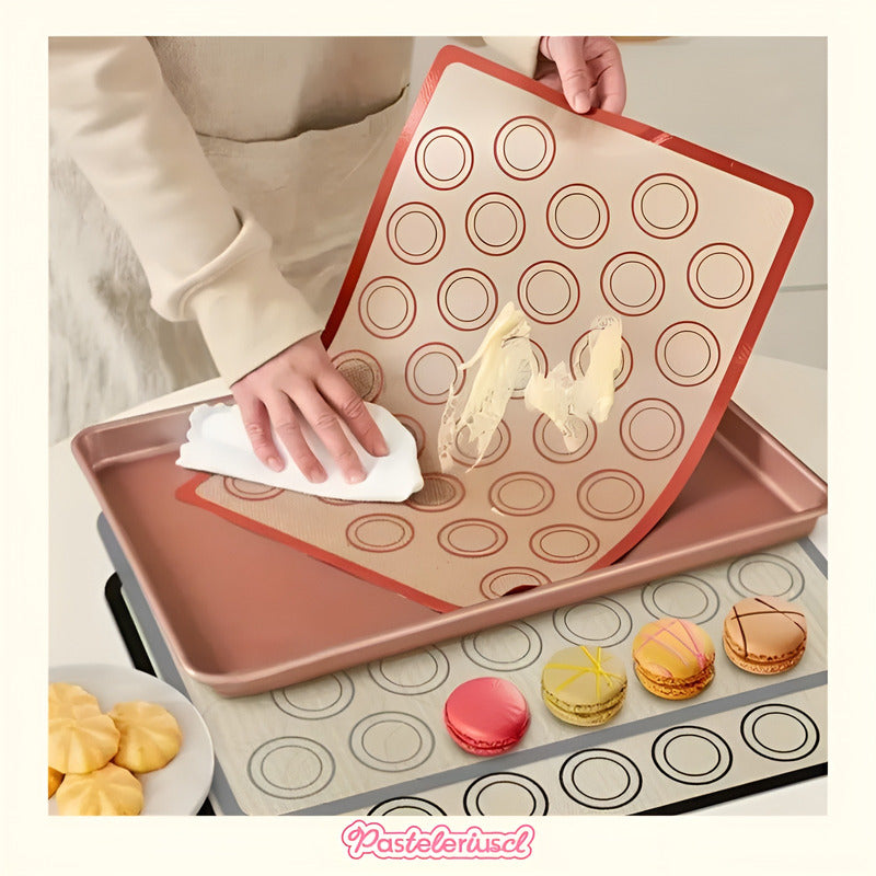 Lamina De Silicona Horno Silpat Silicona Tapete 30 Macarrons - Rojo Con Beige