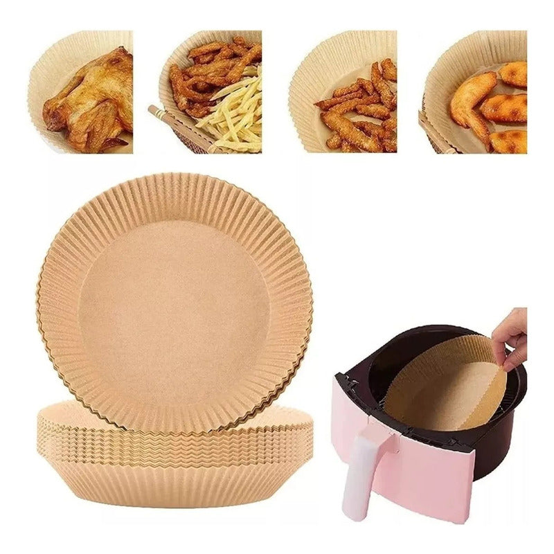 X3 Pack De 100 Forros Desechables Antiadherente Freidora 100 Pcs Air Fryer