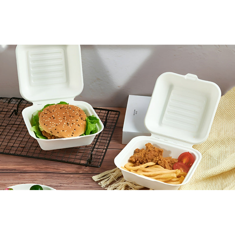 50 Contenedor De Alimentos Envases Desechables Compostables Blanco / Envases Compostables