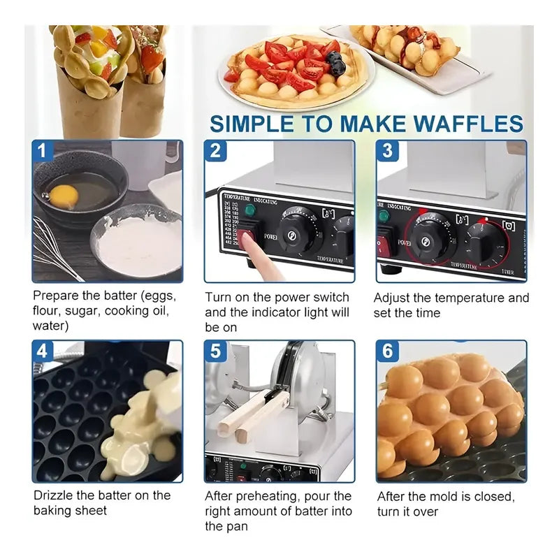 Waflera Doble Wuafleras Wafleras Con Formas Waffles Burbuja Maquina Para Hacer Waffles Maquina De Waffles Guaflera Electrica Antiadherente Wuaffle Burbuja Máquina Comercial De Wafles Pasteleriuscl