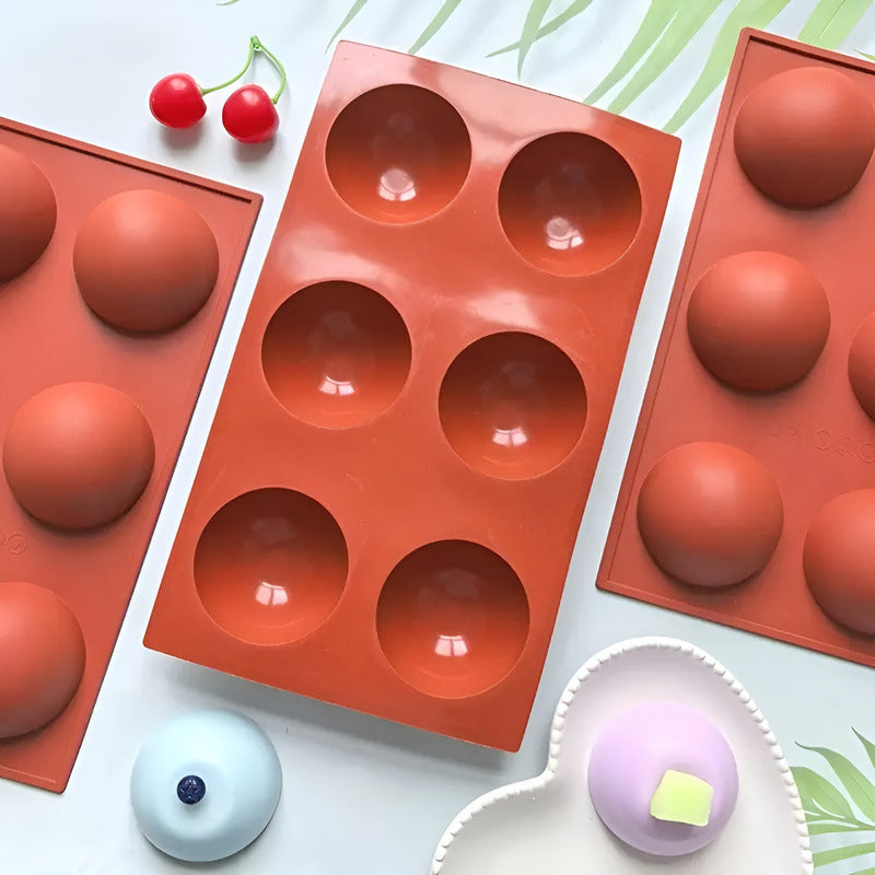 Pack X2 Molde Silicona Reposteria Molde De Silicona Esfera Multicolor / Molde Semi Esfera 6cav