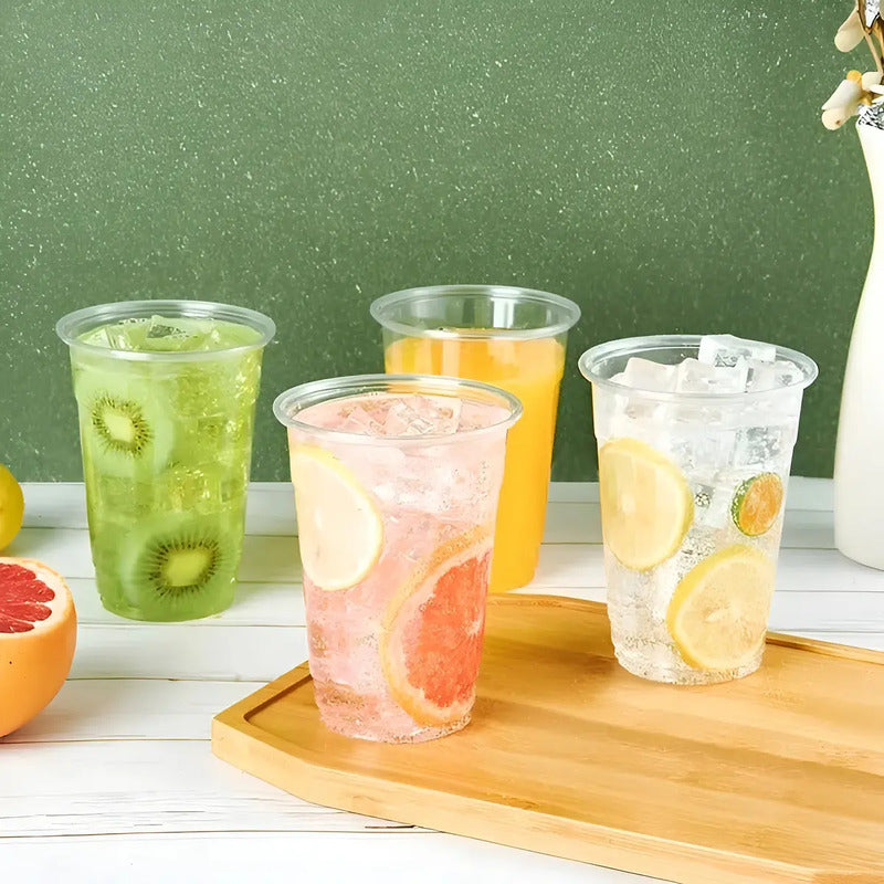 100 Vaso Desechable Plastico Vaso Con Tapa Domo Con Hoyo 16oz Vasos Plasticos Desechables Vasos Para Bebidas Juego De... Transparente