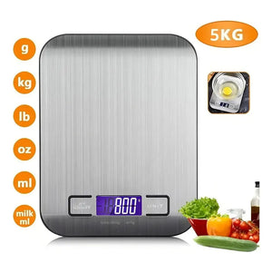 Balanza Pesa Digital Cocina Gramera Acero Inoxidable 5 Kilos Capacidad Máxima 5 G Color Plateado