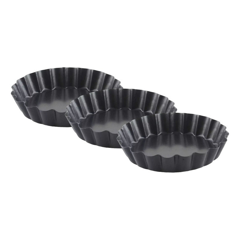 Pack X3 Moldes Tartaleta Desmontable Tarta Individual 10,5cm Gris Oscuro
