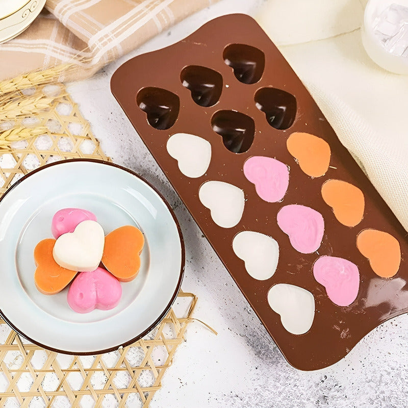 Pack X4 Moldes Para Chocolate Moldes Reposteria Corazon 15c Marrón / Molde Corazon Huequito 15cav