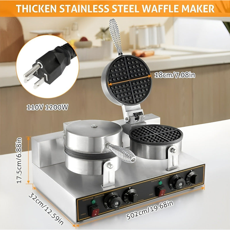 Waflera Doble Maquina Para Waffles Waflera Grande 1250w